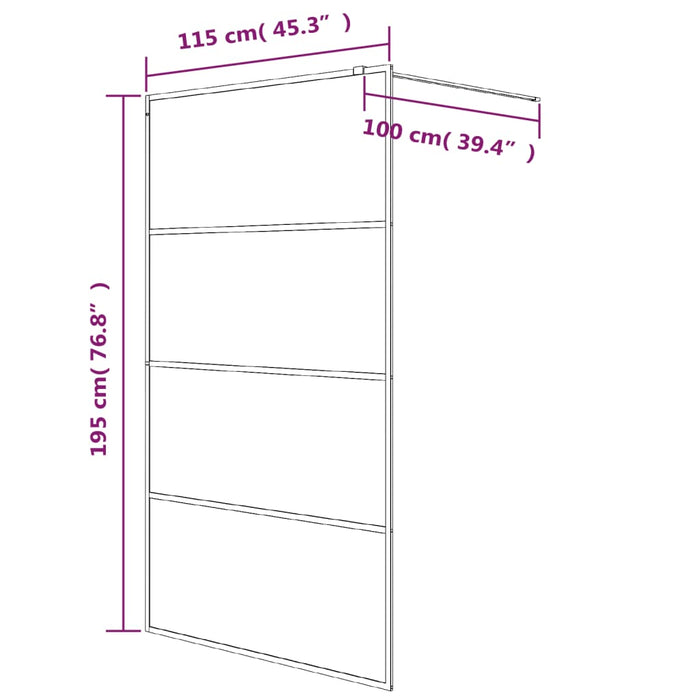 Perete cabină duș walk-in negru 115x195 cm sticlă ESG mată - WALTI WALTI