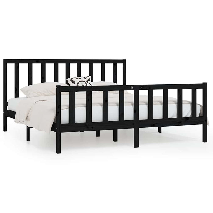 Cadru de pat Super King, negru, 180x200 cm, lemn masiv WALTI