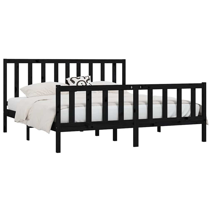 Cadru de pat Super King, negru, 180x200 cm, lemn masiv WALTI