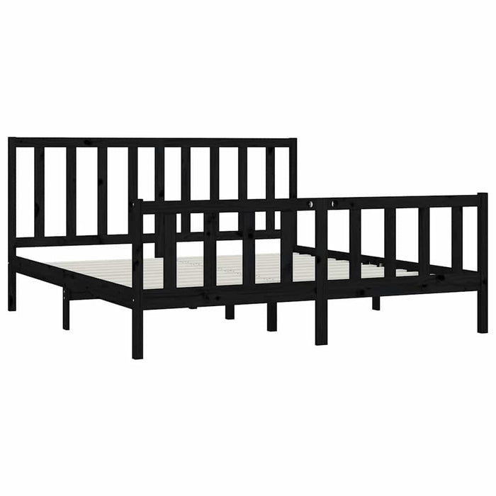 Cadru de pat Super King, negru, 180x200 cm, lemn masiv WALTI