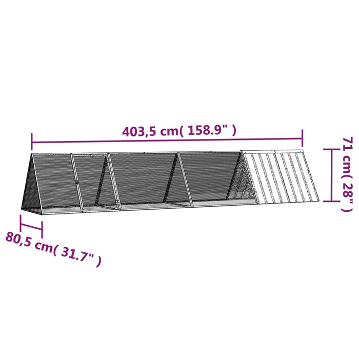 Cușcă pentru iepuri, antracit 403,5x80,5x71 cm oțel galvanizat - WALTI WALTI