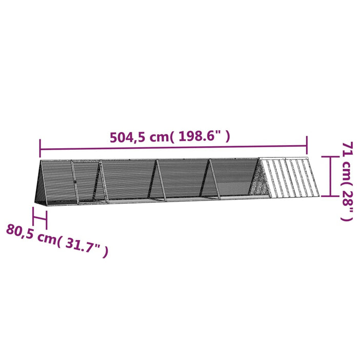 Cușcă pentru iepuri antracit 504,5x80,5x71 cm oțel galvanizat - WALTI WALTI