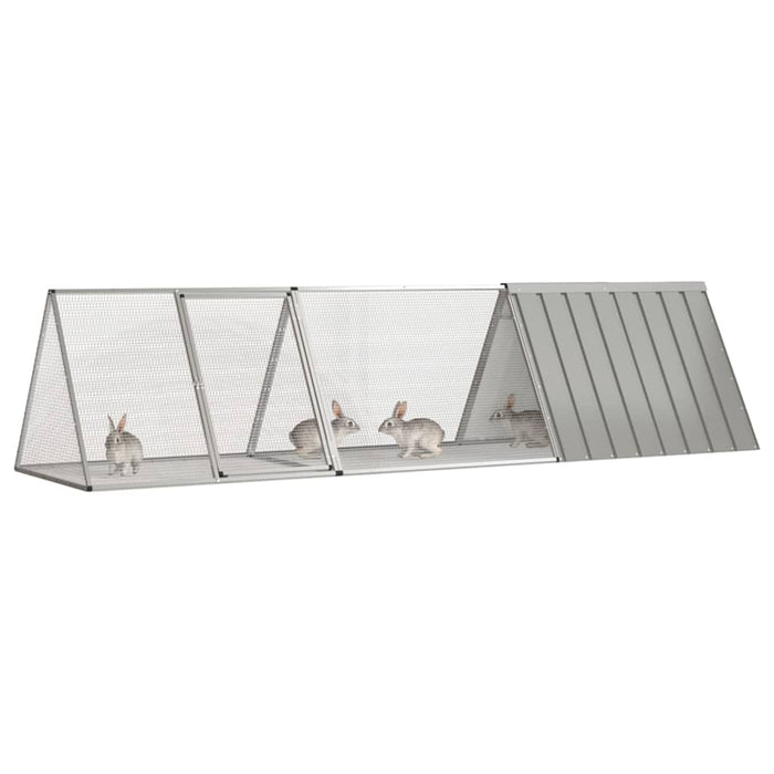 Cușcă pentru iepuri gri 302,5x80,5x71 cm oțel galvanizat - WALTI WALTI