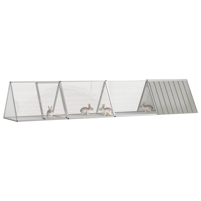 Cușcă pentru iepuri, gri, 403,5x80,5x71 cm, oțel galvanizat - WALTI WALTI