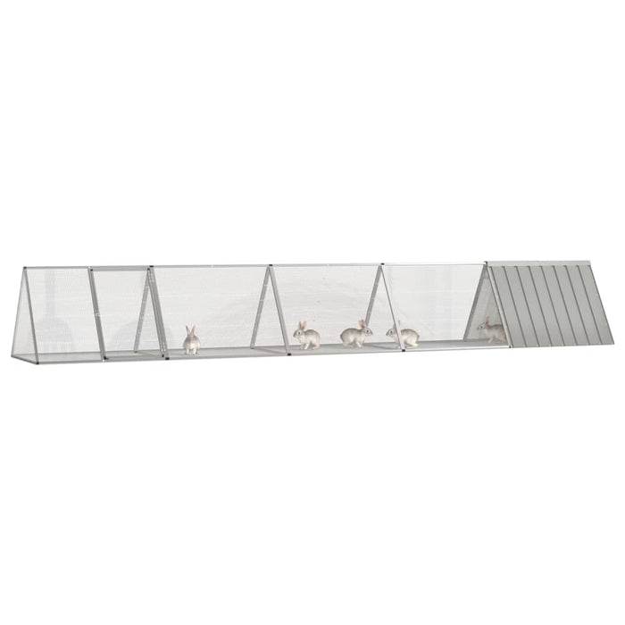 Cușcă pentru iepuri, gri, 504,5x80,5x71 cm, oțel galvanizat - WALTI WALTI