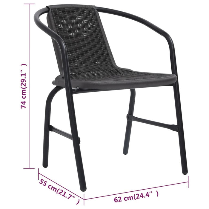Scaune de grădină, 6 buc., ratan din plastic și oțel, 110 kg - WALTI WALTI