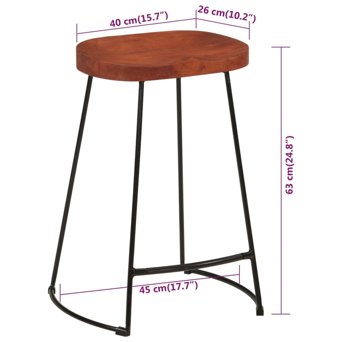 Scaune de bar Gavin 2 buc. 45x40x63 cm lemn masiv de mango - WALTI WALTI