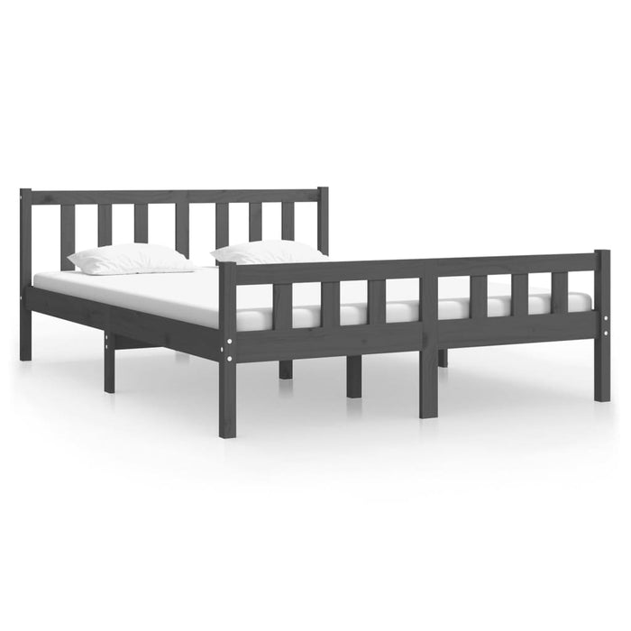 Cadru de pat, gri, 140x190 cm, lemn masiv de pin WALTI