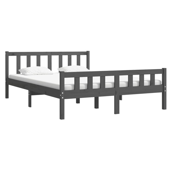 Cadru de pat, gri, 140x190 cm, lemn masiv de pin WALTI