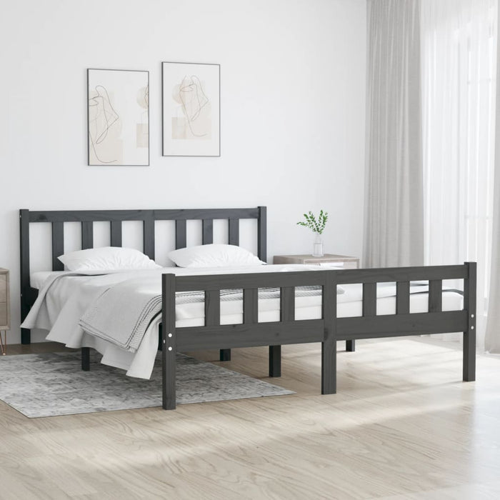 Cadru de pat, gri, 140x190 cm, lemn masiv de pin WALTI