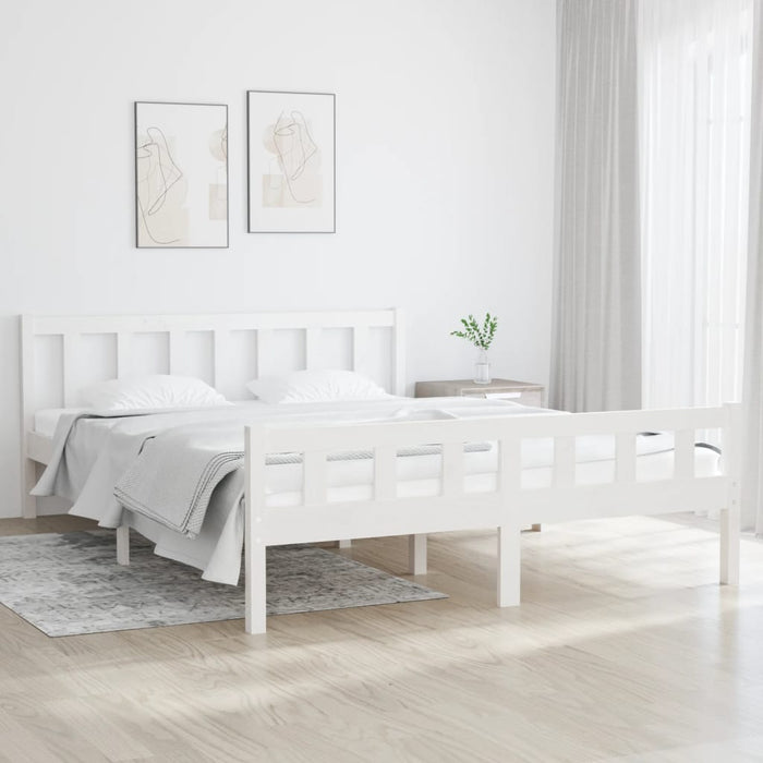 Cadru de pat King Size, alb, 150x200 cm, lemn masiv - WALTI WALTI