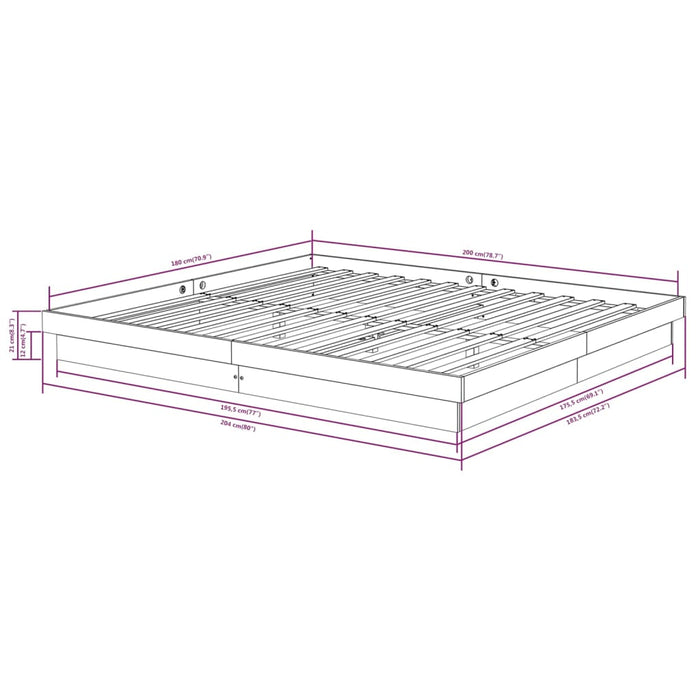 Cadru de pat Super King, alb, 180x200 cm, lemn masiv - WALTI WALTI