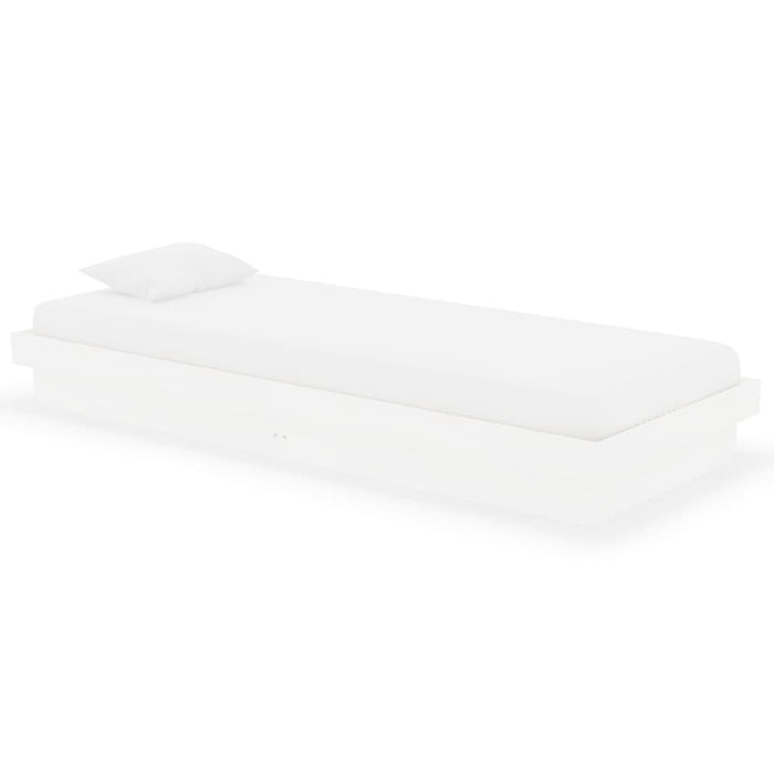 Cadru de pat mic single, alb, 75x190 cm, lemn masiv - WALTI WALTI