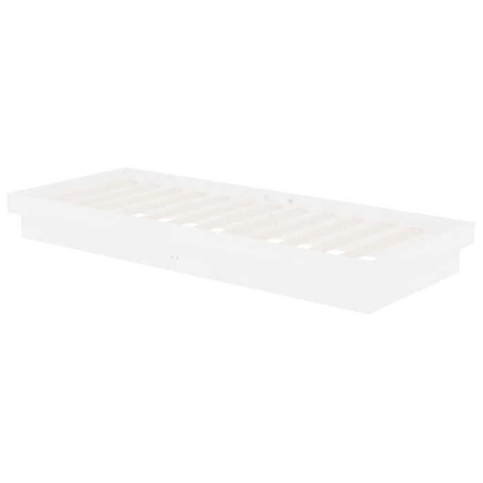 Cadru de pat mic single, alb, 75x190 cm, lemn masiv - WALTI WALTI