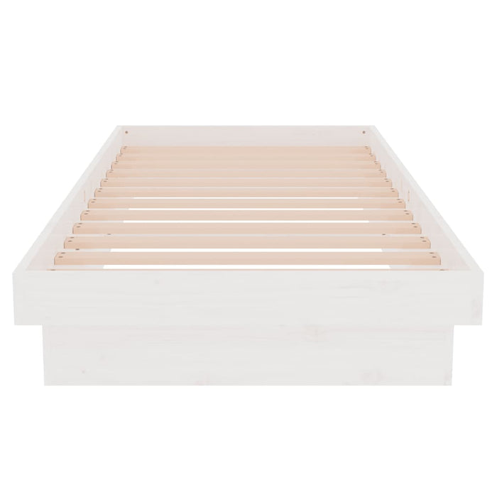 Cadru de pat mic single, alb, 75x190 cm, lemn masiv - WALTI WALTI
