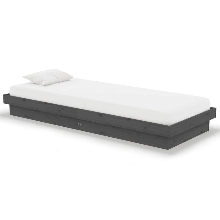 Cadru de pat mic single, gri, 75x190 cm, lemn masiv - WALTI WALTI