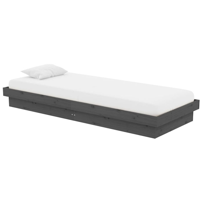 Cadru de pat mic single, gri, 75x190 cm, lemn masiv - WALTI WALTI