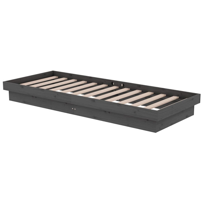 Cadru de pat mic single, gri, 75x190 cm, lemn masiv - WALTI WALTI