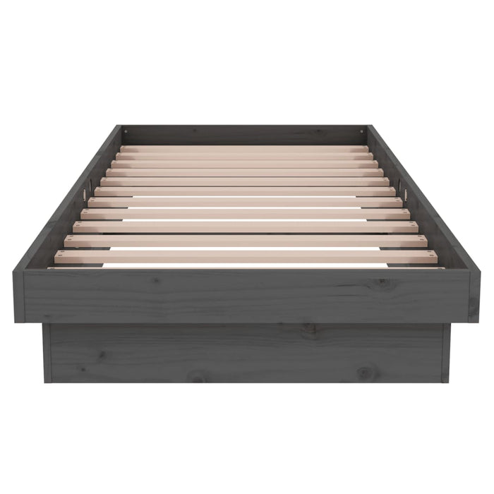 Cadru de pat mic single, gri, 75x190 cm, lemn masiv - WALTI WALTI