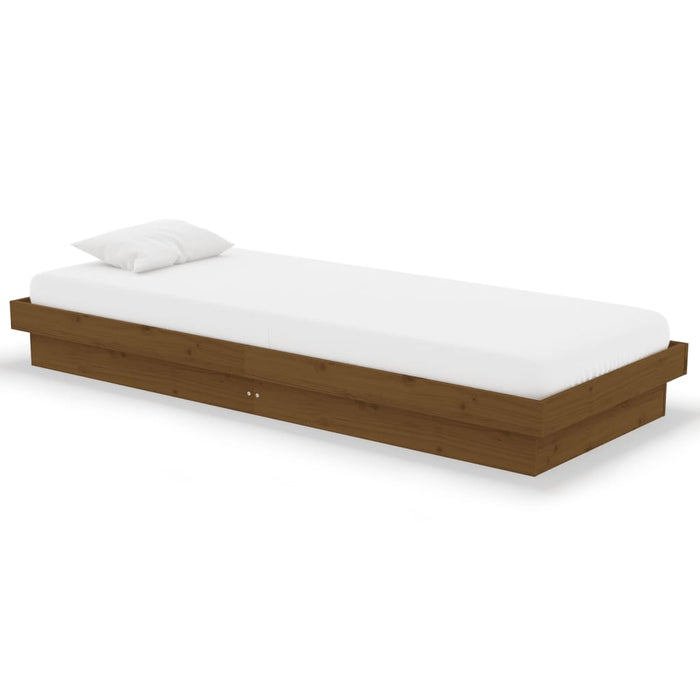 Cadru de pat mic single, maro miere, 75x190 cm, lemn masiv - WALTI WALTI