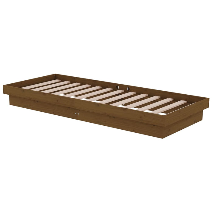 Cadru de pat mic single, maro miere, 75x190 cm, lemn masiv - WALTI WALTI