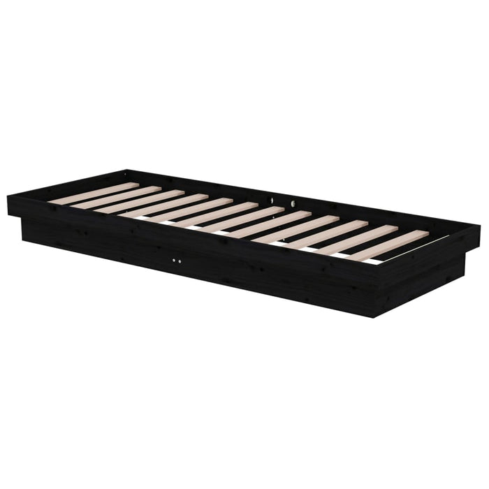 Cadru de pat mic single, negru, 75x190 cm, lemn masiv - WALTI WALTI