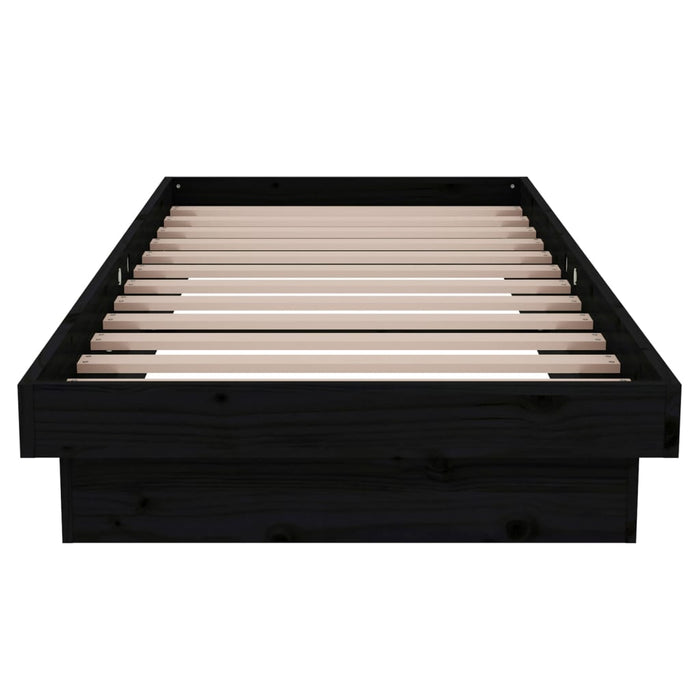 Cadru de pat mic single, negru, 75x190 cm, lemn masiv - WALTI WALTI