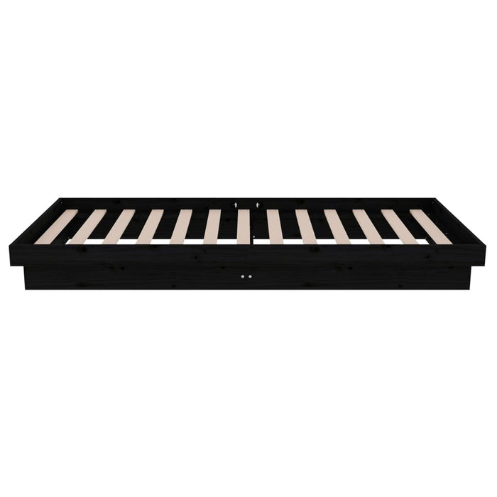 Cadru de pat mic single, negru, 75x190 cm, lemn masiv - WALTI WALTI