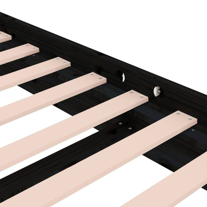 Cadru de pat mic single, negru, 75x190 cm, lemn masiv - WALTI WALTI