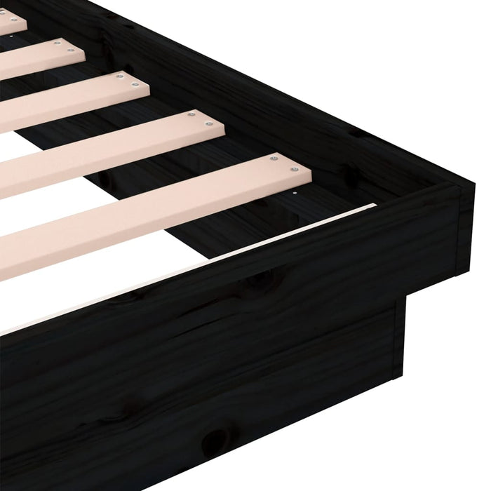 Cadru de pat mic single, negru, 75x190 cm, lemn masiv - WALTI WALTI