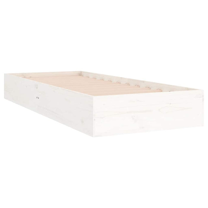 Cadru de pat mic single, alb, 75x190 cm, lemn masiv - WALTI WALTI