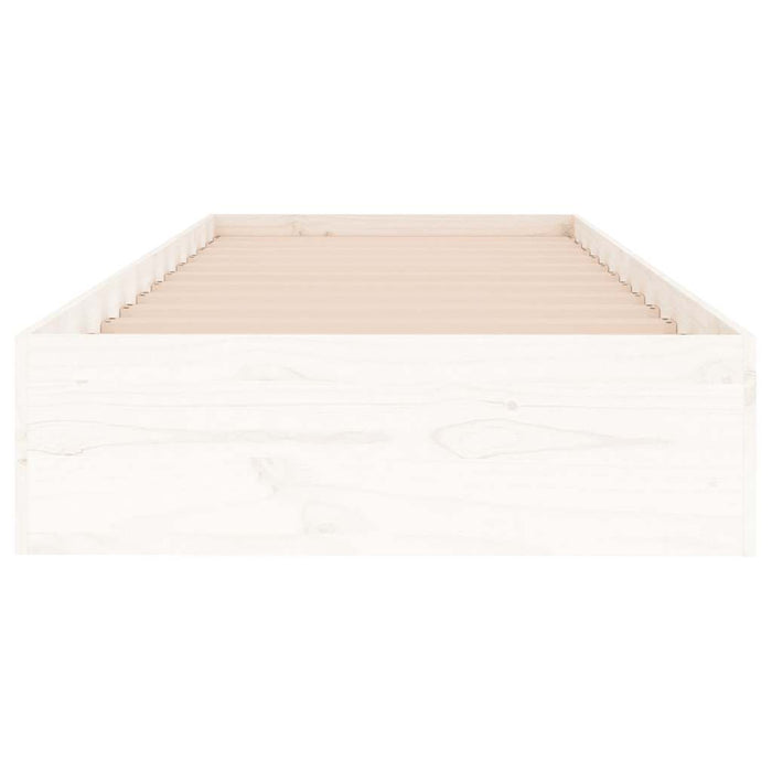 Cadru de pat mic single, alb, 75x190 cm, lemn masiv - WALTI WALTI