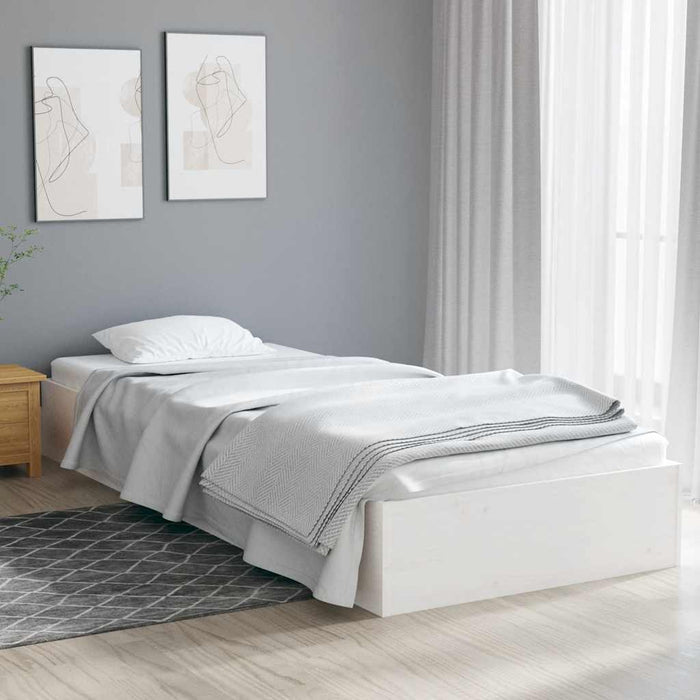 Cadru de pat mic single, alb, 75x190 cm, lemn masiv - WALTI WALTI