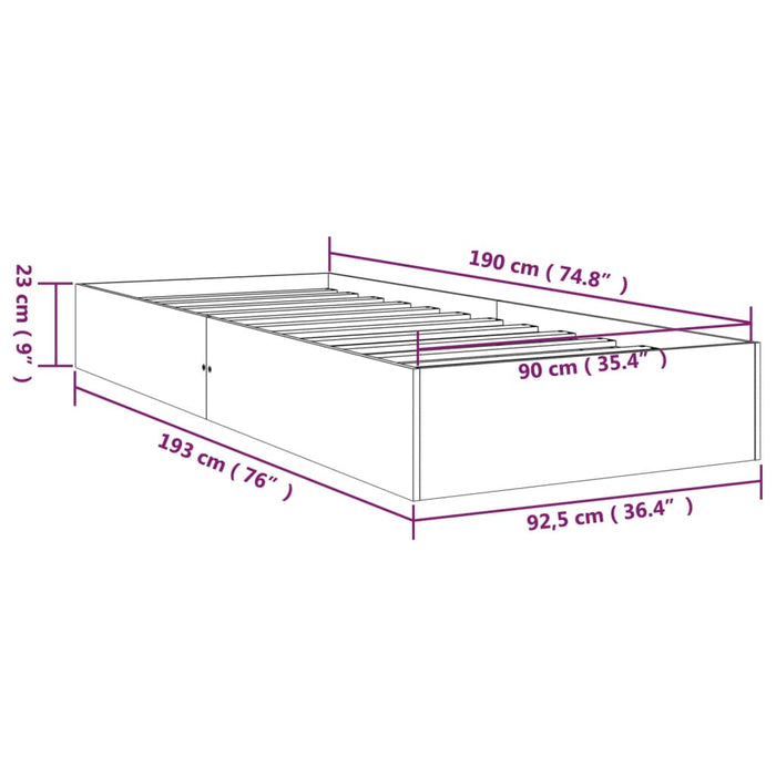 Cadru de pat single, 90x190 cm, lemn masiv - WALTI WALTI