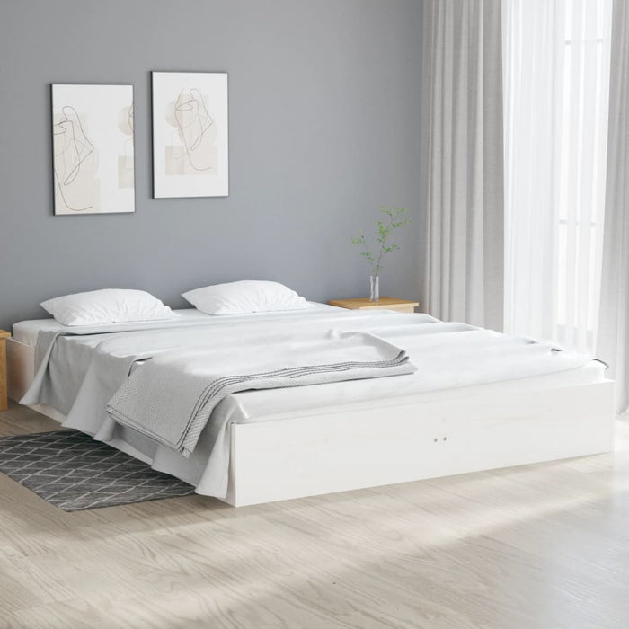 Cadru de pat dublu, alb, 135x190 cm, lemn masiv - WALTI WALTI
