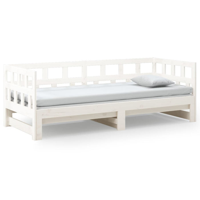 Pat extensibil de zi, alb, 2x(80x200) cm, lemn masiv de pin - WALTI WALTI
