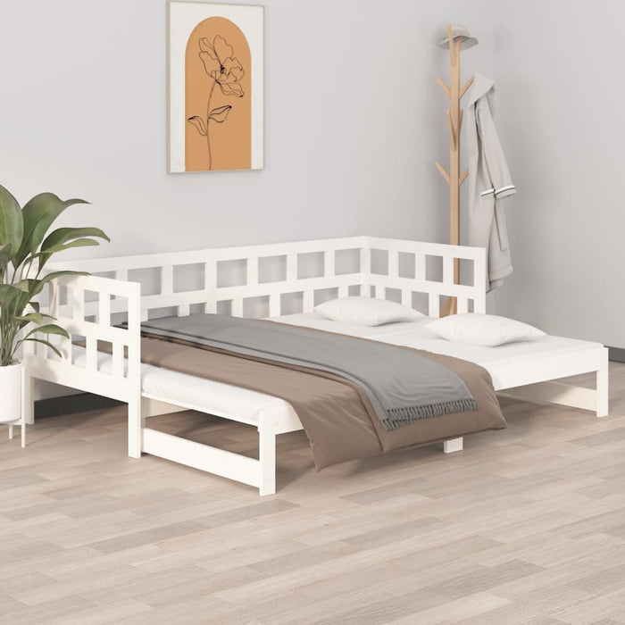 Pat extensibil de zi, alb, 2x(80x200) cm, lemn masiv de pin - WALTI WALTI