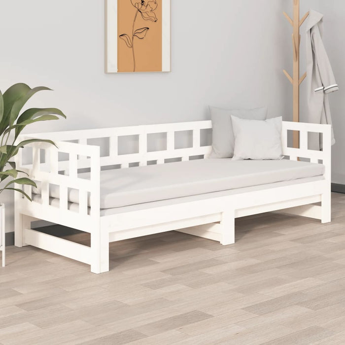 Pat extensibil de zi, alb, 2x(90x190) cm, lemn masiv de pin - WALTI WALTI