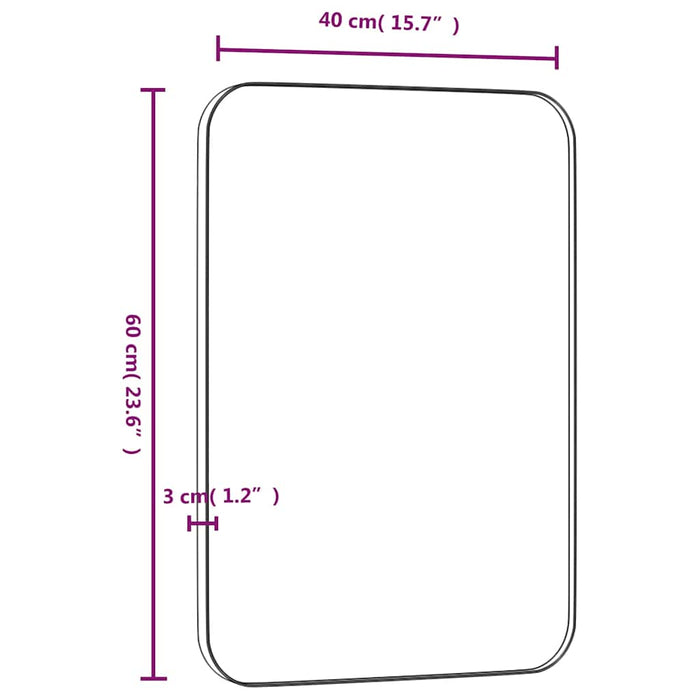 Oglindă de perete, negru, 40x60 cm, dreptunghiulară WALTI