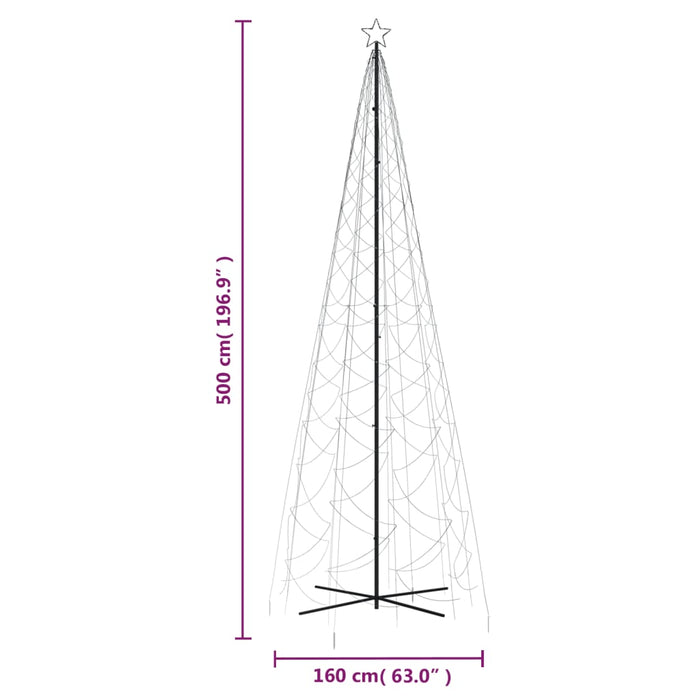 Brad de Crăciun conic, 1400 LED-uri, alb rece, 160x500 cm - WALTI WALTI