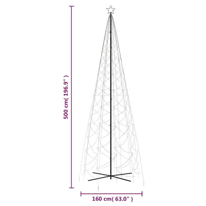 Brad de Crăciun conic, 1400 LED-uri, multicolor, 160x500 cm - WALTI WALTI