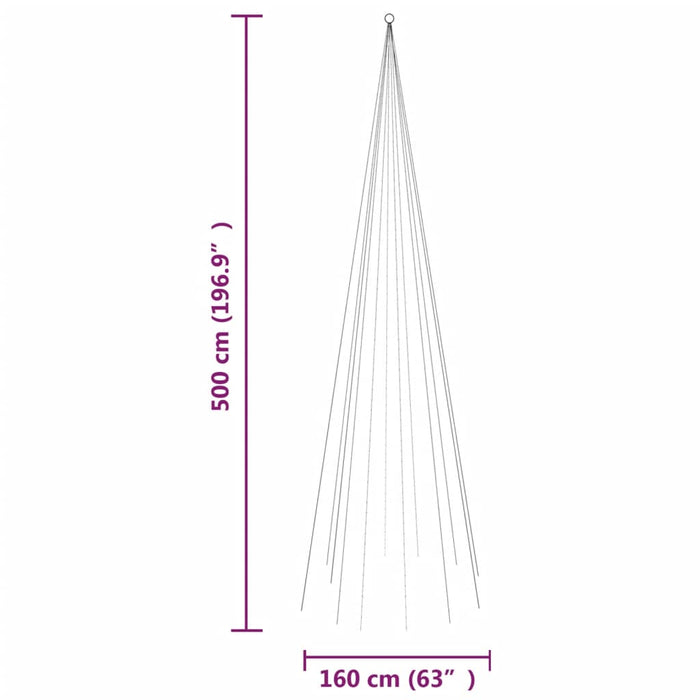Brad de Crăciun pe catarg, 732 LED-uri, multicolor, 500 cm - WALTI WALTI
