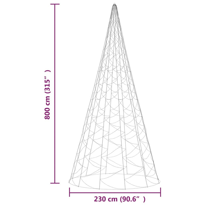 Brad de Crăciun pe catarg, 3000 LED-uri, alb cald, 800 cm - WALTI WALTI