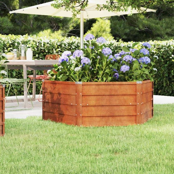 Strat înălțat de grădină, ruginiu, 129x129x45 cm, oțel corten - WALTI WALTI