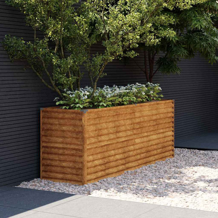 Pat de grădină înălțat 196x50x69 cm, oțel corten WALTI