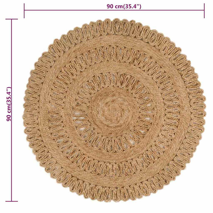 Covor împletit manual, 90 cm, iută, rotund WALTI