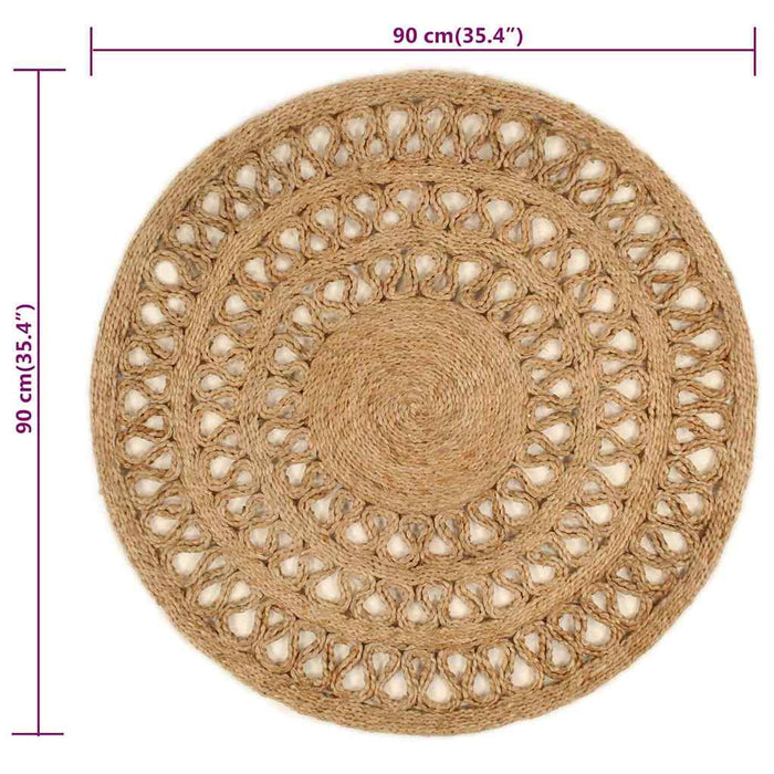 Covor împletit manual, 90 cm, iută, rotund WALTI