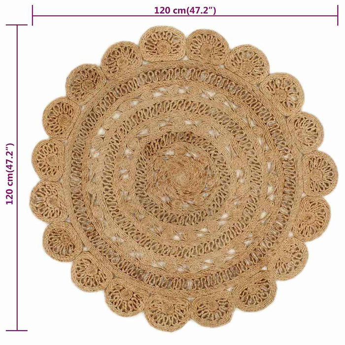 Covor împletit manual, 120 cm, iută, rotund WALTI