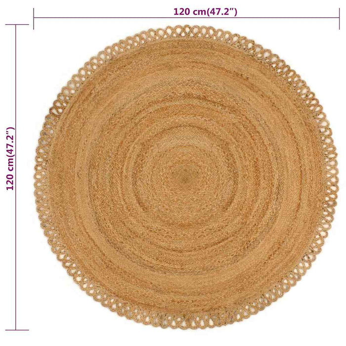 Covor împletit cu margine ondulată, 120 cm, iută, rotund WALTI
