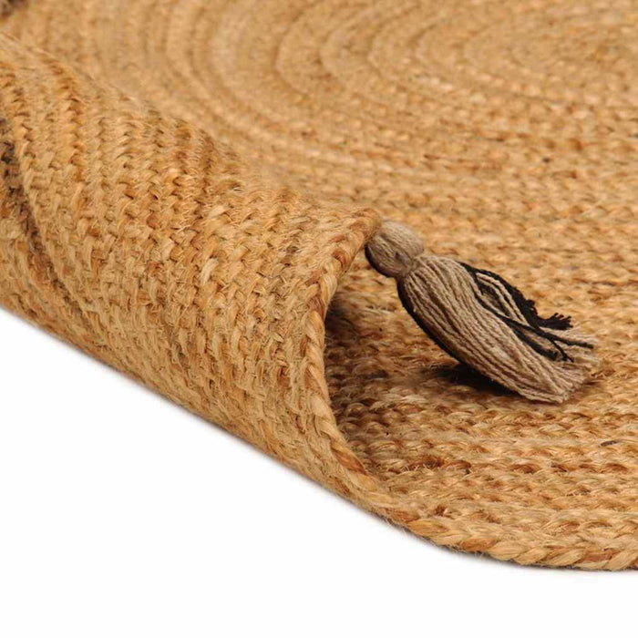 Covor împletit cu ciucuri, 120 cm, iută, rotund WALTI